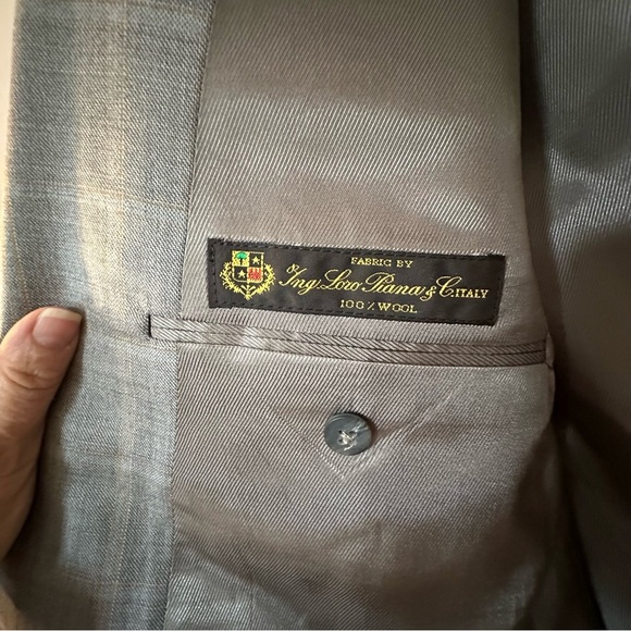 Daniel Cremieux Loro Piana Blazer Gray Checkered Two Button Single Vent Sz 46R - Picture 5 of 10